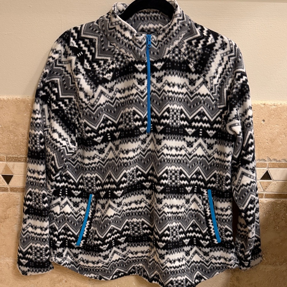 Talbots Black and White Patterned Hoodie